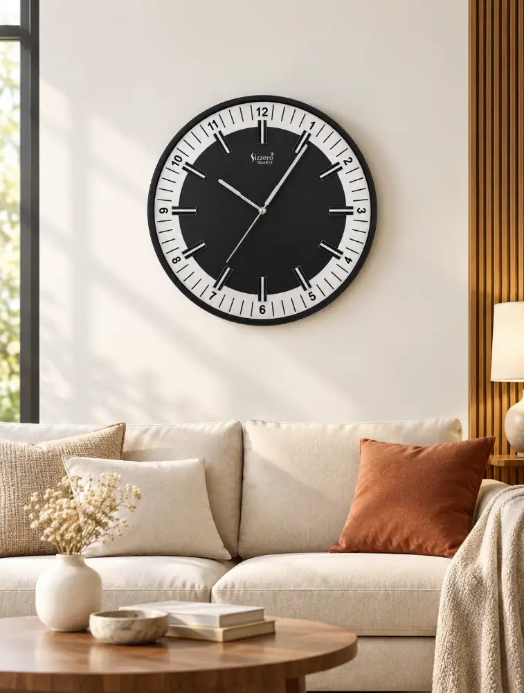 Black With Silver Sizzero Quartz Everyday Wall Clock S 1415