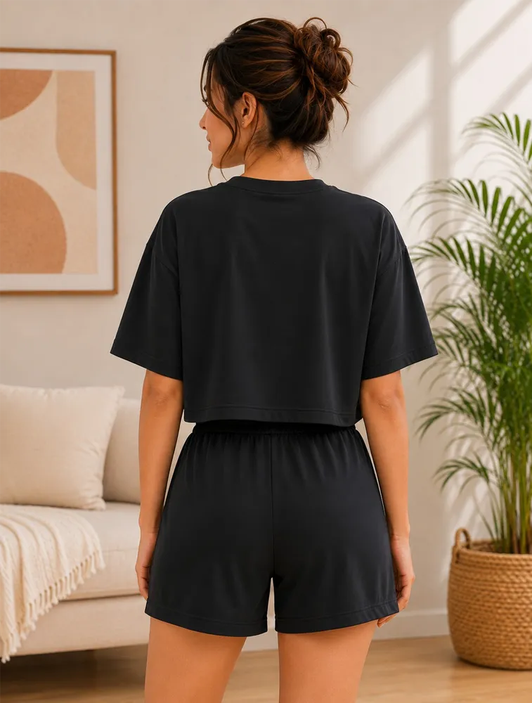 Black Womens  Short Coord Set