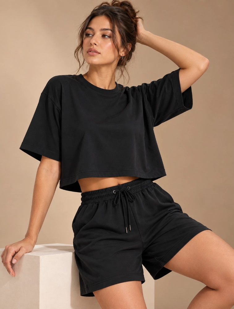 Black Womens  Short Coord Set
