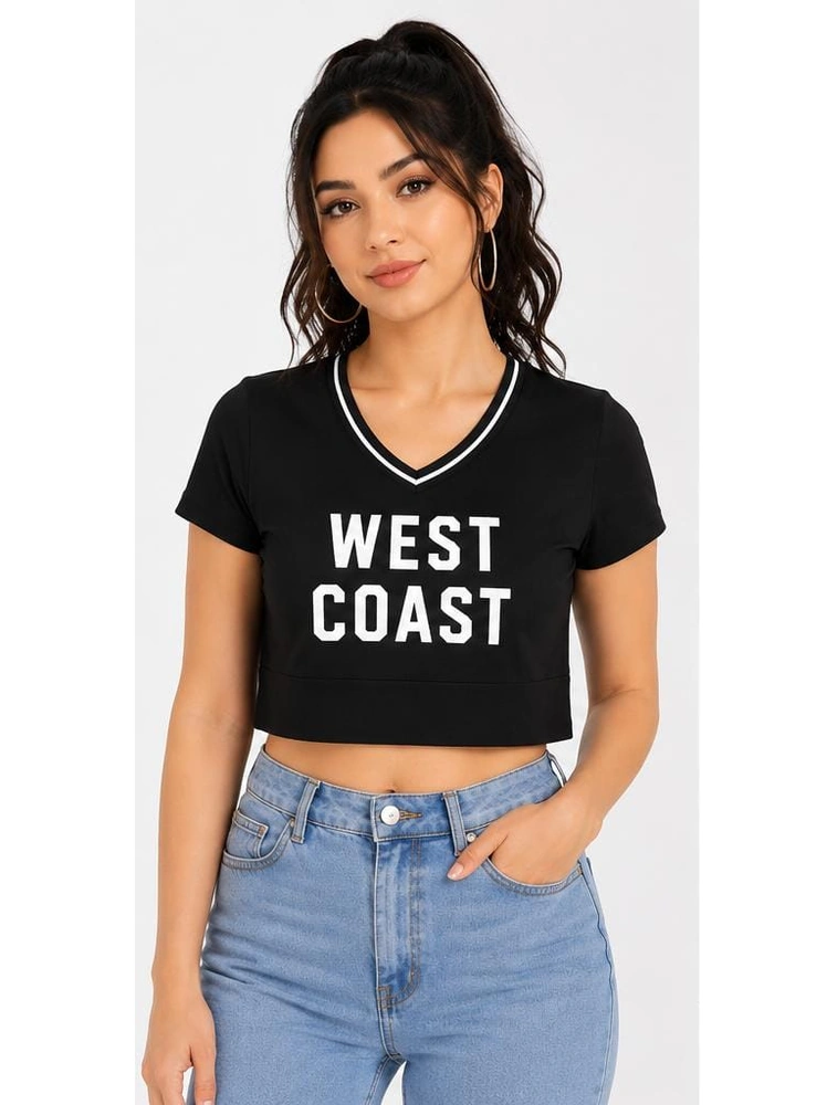 Black Womens Classic Western CropTop