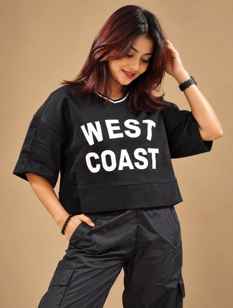 Black Womens Classic Western CropTop