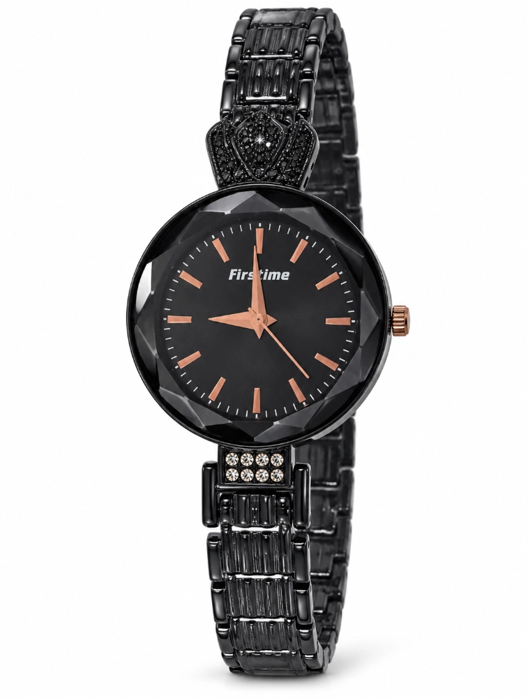 Black Womens Decorative Analog Wrist Watch