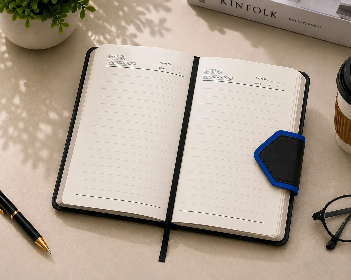 Black and Blue Dual Color Triangle Metal Closure Diary — bulk from ₹306