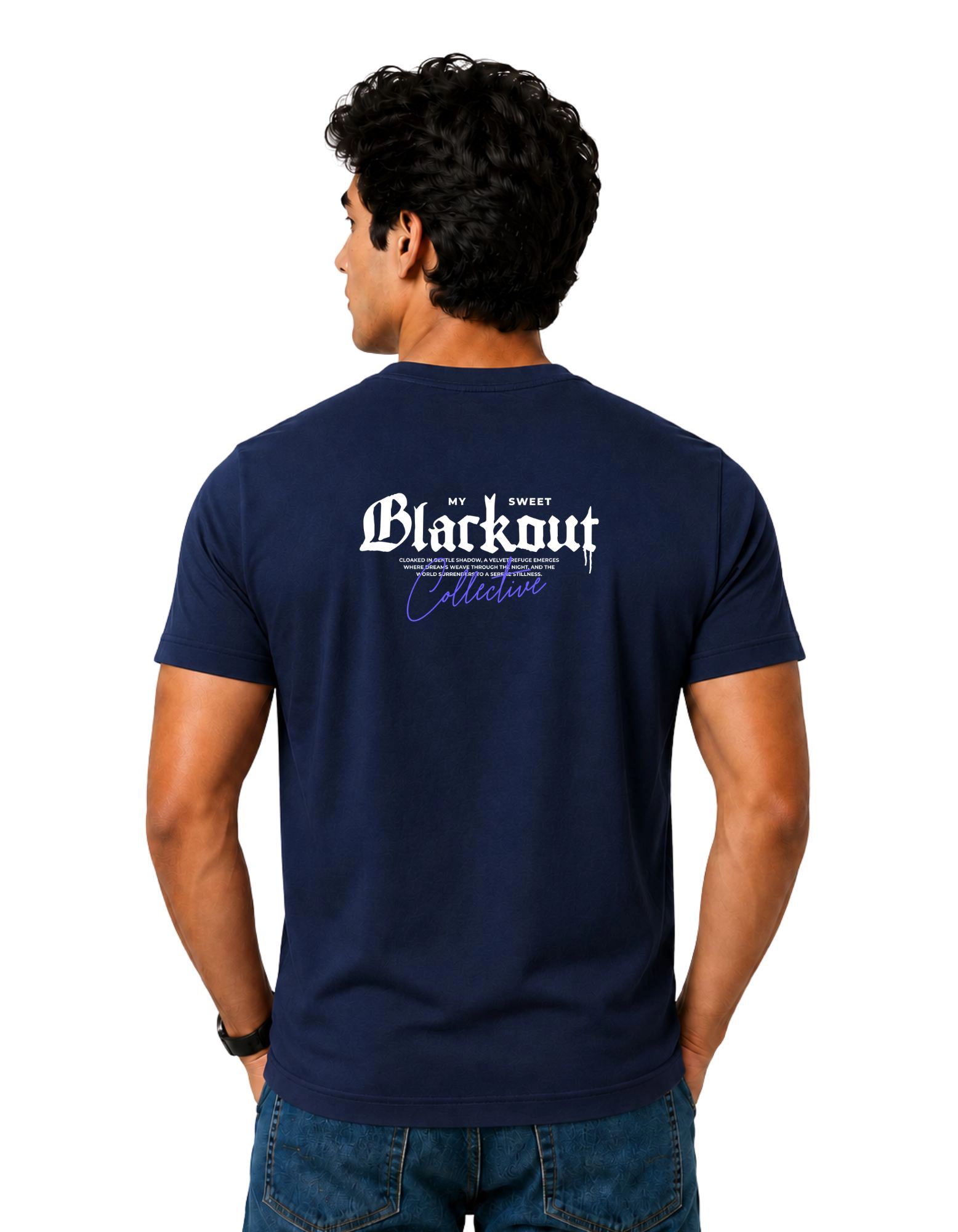 Blackout Cotton Round Neck T-Shirt 180 GSM Navy Blue