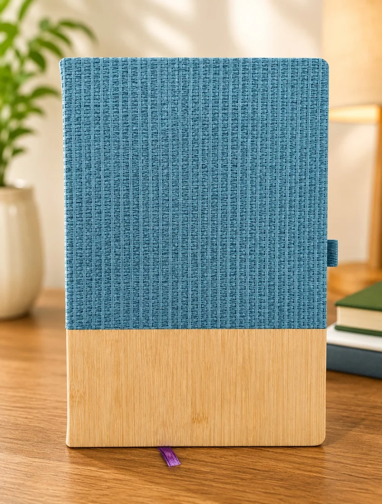 Blue  Premium Notebook  A5 Dairy  Ruled 192 Pages Wooden Dairy