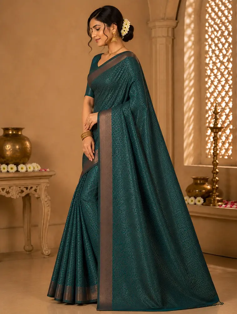 Blue  Womens Elegant Linen Cotton Sarees
