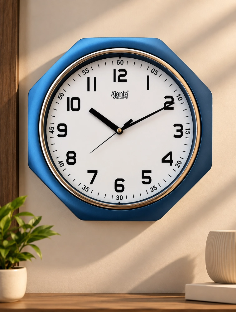 Blue Ajanta Modern Hexa Wall Clock 1217