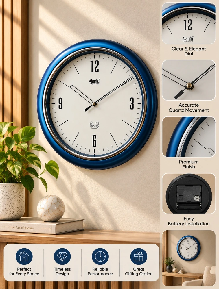 Blue Ajanta Round Royal Wall Clock 1237