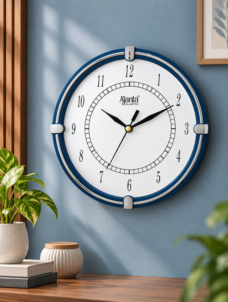 Blue Ajanta Round Signature Wall Clock 411