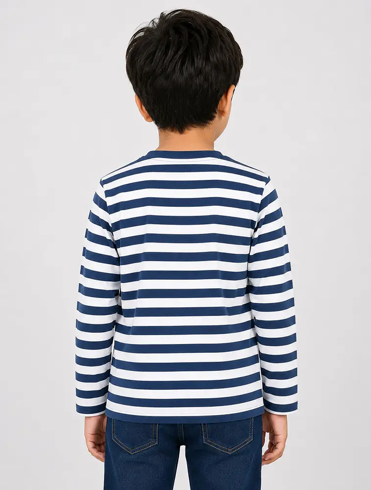 Blue Boys Round Neck Printed T Shirt