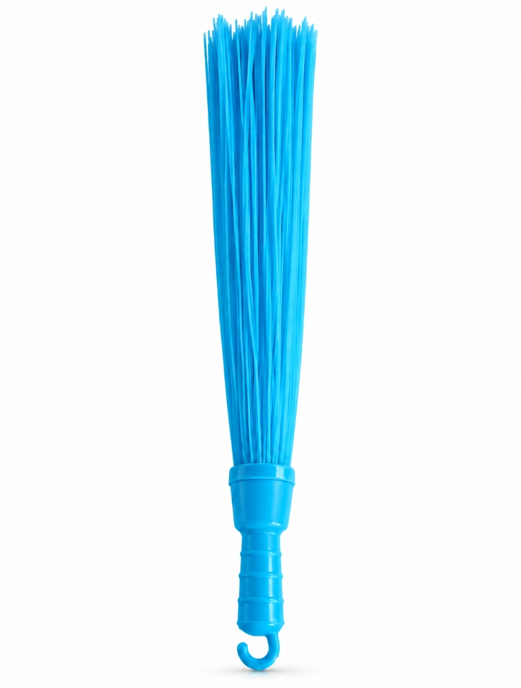 Blue Hard Plastic Broom With Hook