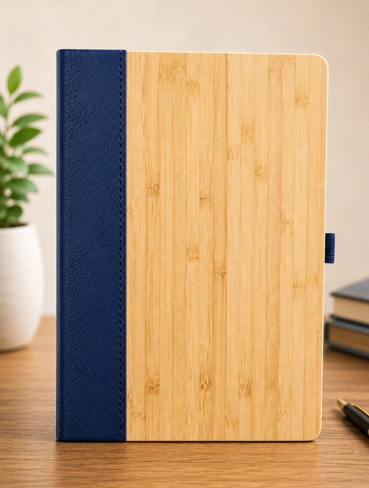 Blue Office Planner A5 Dairy Ruled 192 Pages Wooden Dairy