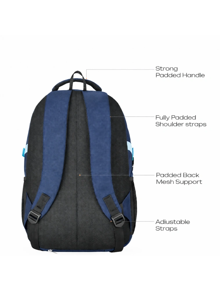 Blue Omega Spacious/Large 2 Main Compartment and 2 Easy Access Pockets Laptop Backpack With Raincover — bulk from ₹526