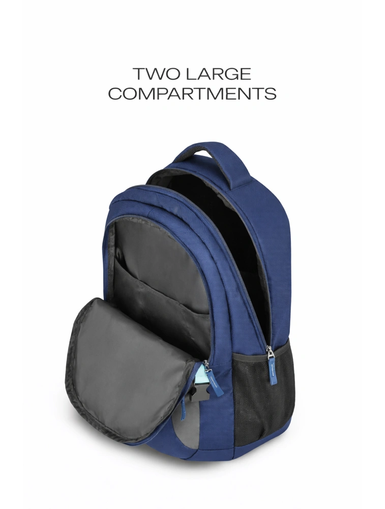 Blue Omega Spacious/Large 2 Main Compartment and 2 Easy Access Pockets Laptop Backpack With Raincover — bulk from ₹526