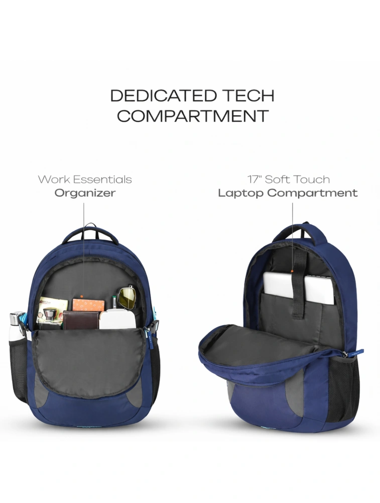 Blue Omega Spacious/Large 2 Main Compartment and 2 Easy Access Pockets Laptop Backpack With Raincover — bulk from ₹526