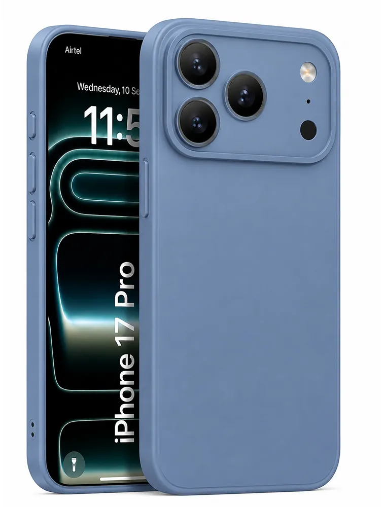 Blue Poly  Matte Silicone Camera Protection Case for iPhone 17 