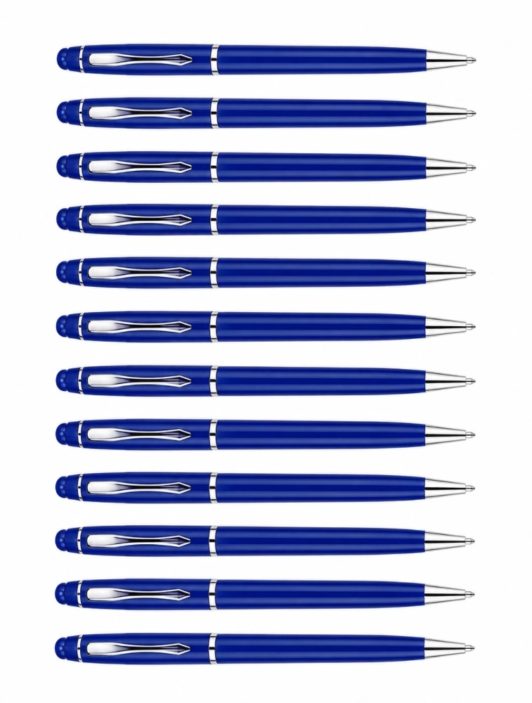 Blue Premium Slim Metal Ball Pen with Silver Clip Pack of 12 — bulk from ₹470