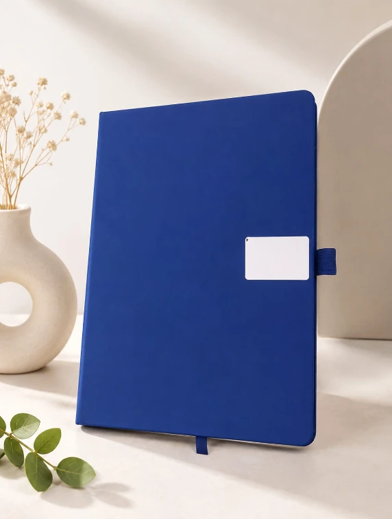 Blue Premium Solid Finish Diary with Elastic Pen Holder