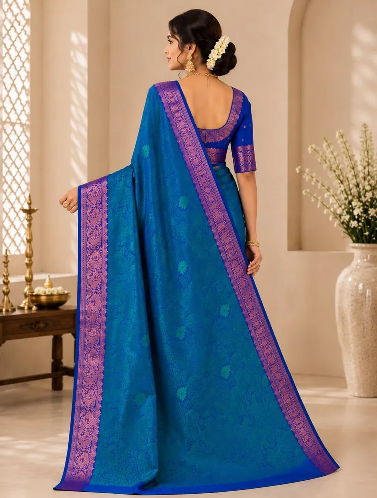 Blue Printed Pure Linen Classic Sarees Collection — bulk from ₹1488