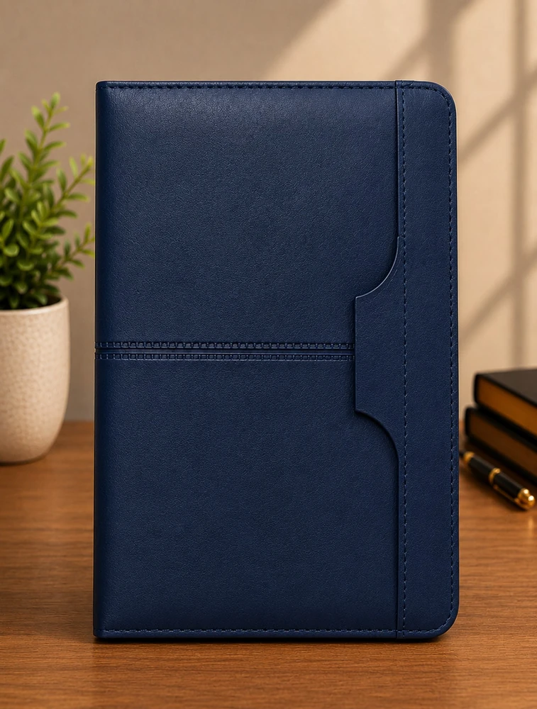 Blue Texture Leather Cover Executive Journal Notebook Dairy