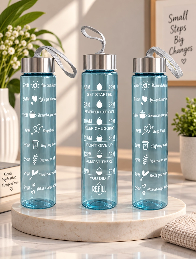 Blue Transparent Motiva Sip Water Bottle Pack of 3