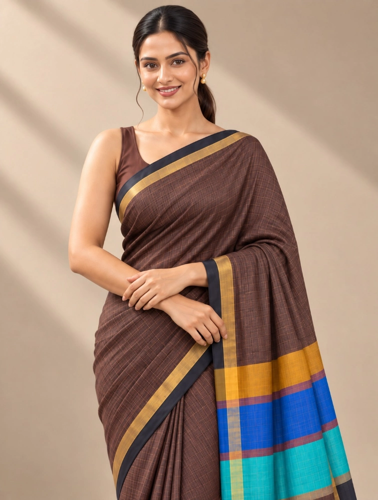 Blue Womens Premium Banana Cotton Saree