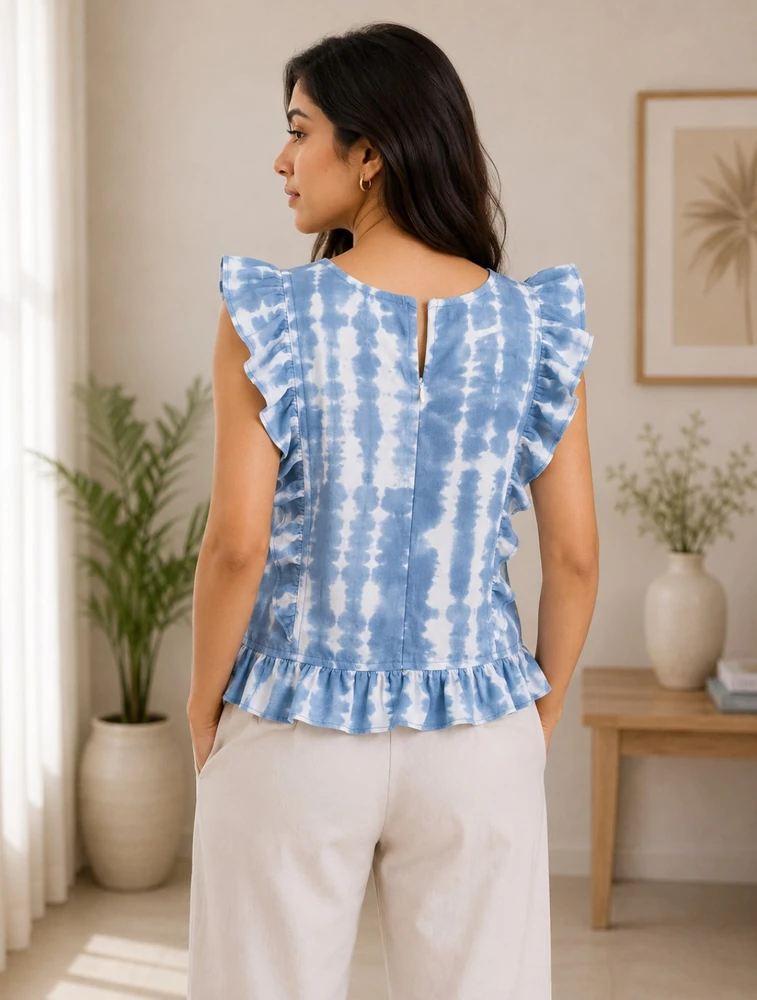 Blue Womens Trending Western Top