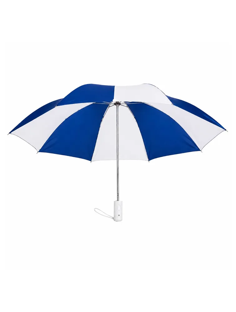 Blue and White Scarlet Stripe Duo Automatic Folding Umbrella — bulk from ₹188