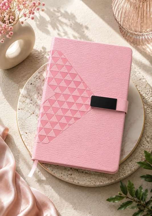 Blush Pink Diamond Texture Magnetic Diary