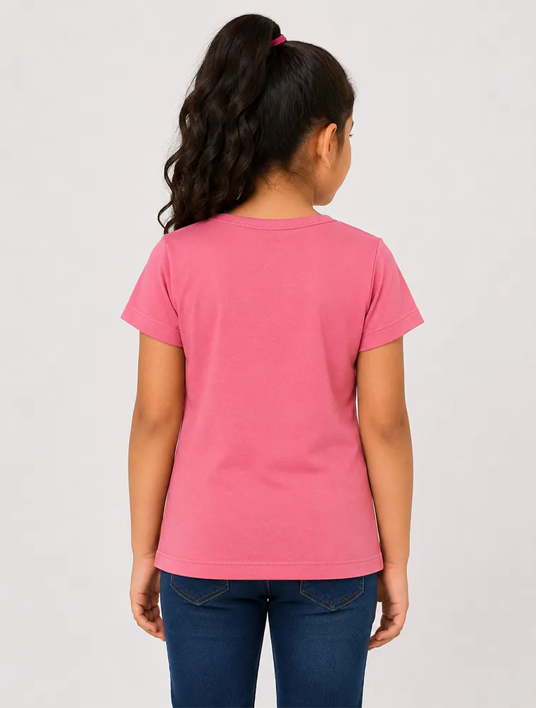 Blush Pink Girls Premium Printed Half Sleeve T Shirts
