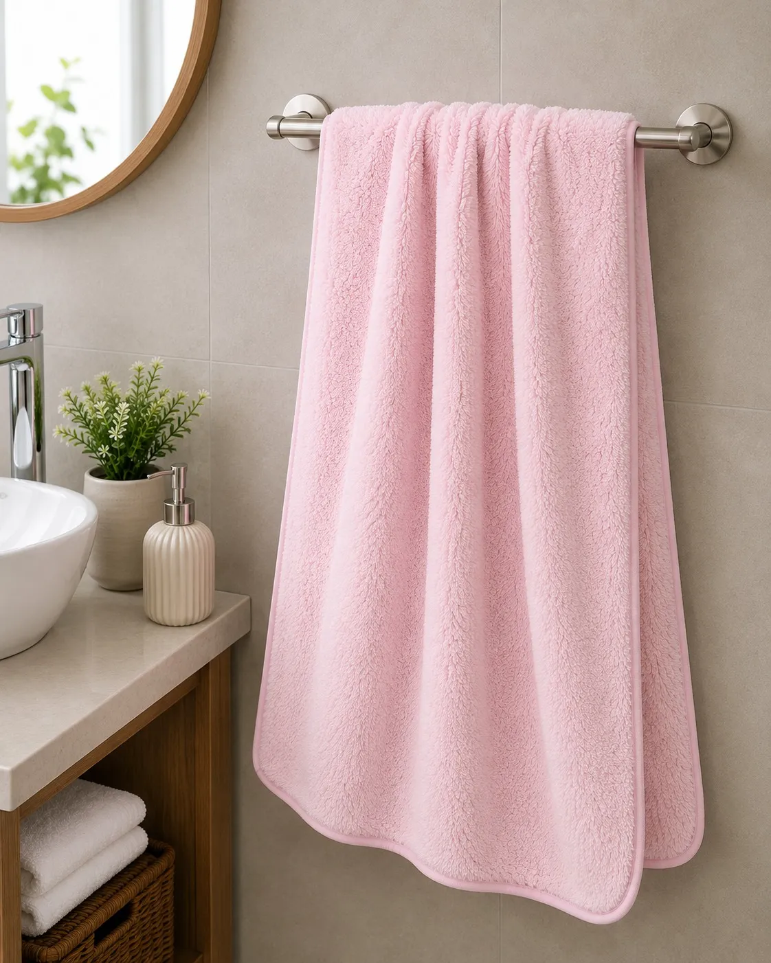 Blush Pink Habitude Microfiber Comfort Premium Bath Towel — bulk from ₹427