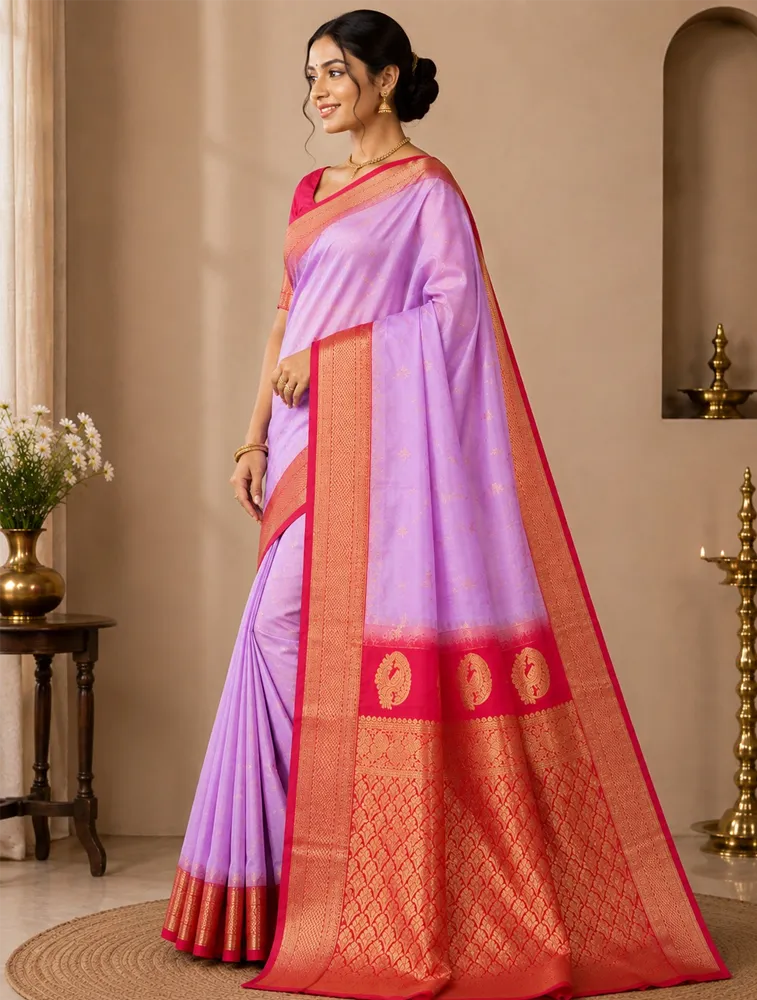 Blush Pink Womens Premium Semi Gadwal Saree