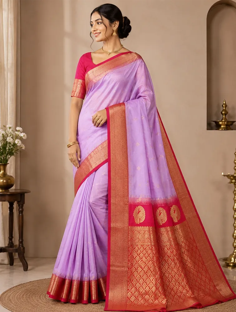 Blush Pink Womens Premium Semi Gadwal Saree
