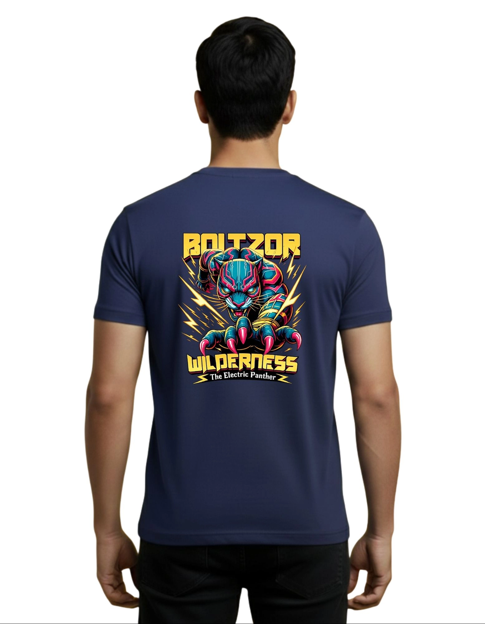 Boltzor Wilderness Cotton Round Neck T-Shirt 180 GSM Navy Blue
