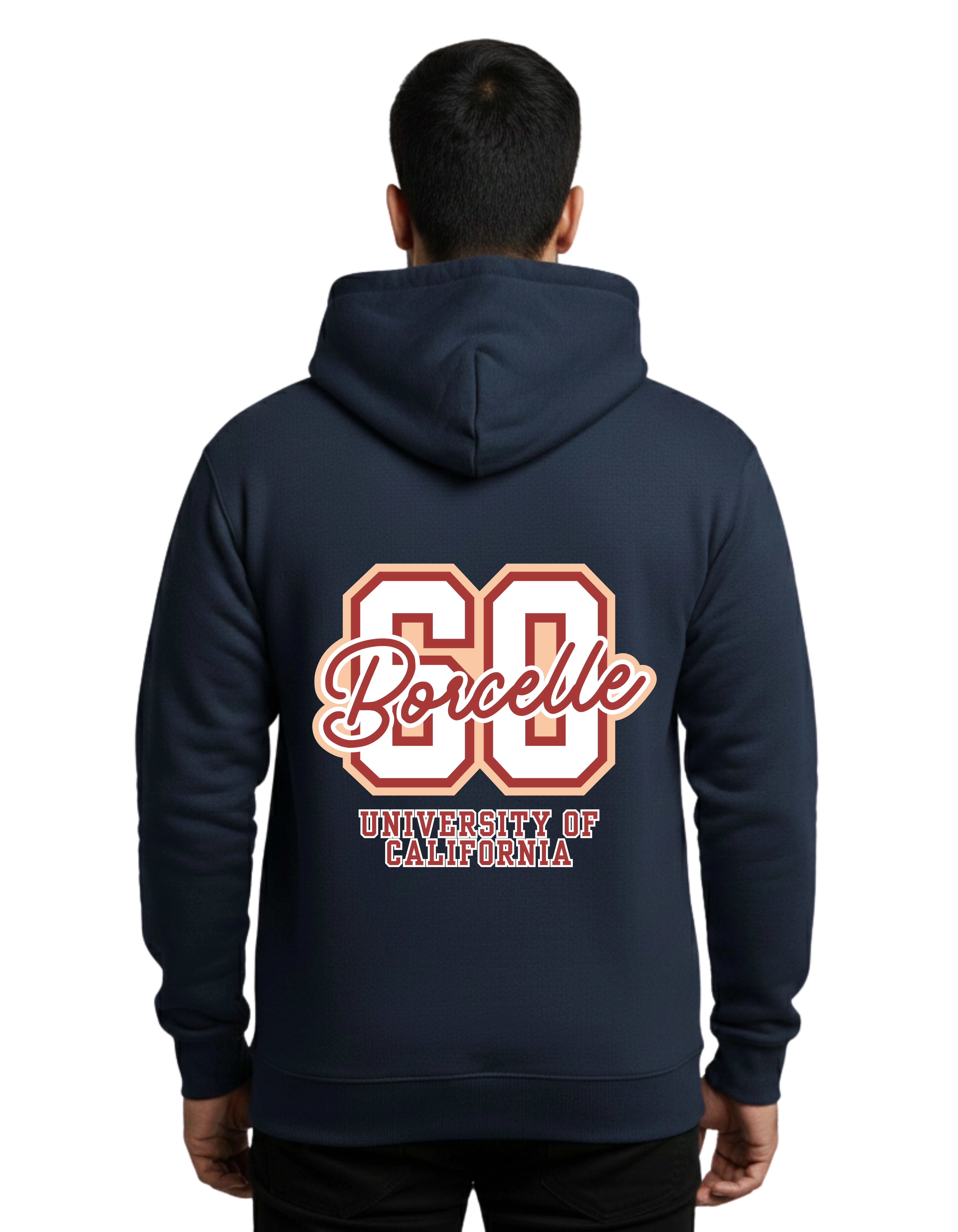 Borcelle University Graphic Cotton Hoodie Without Zipper 300 GSM Navy Blue