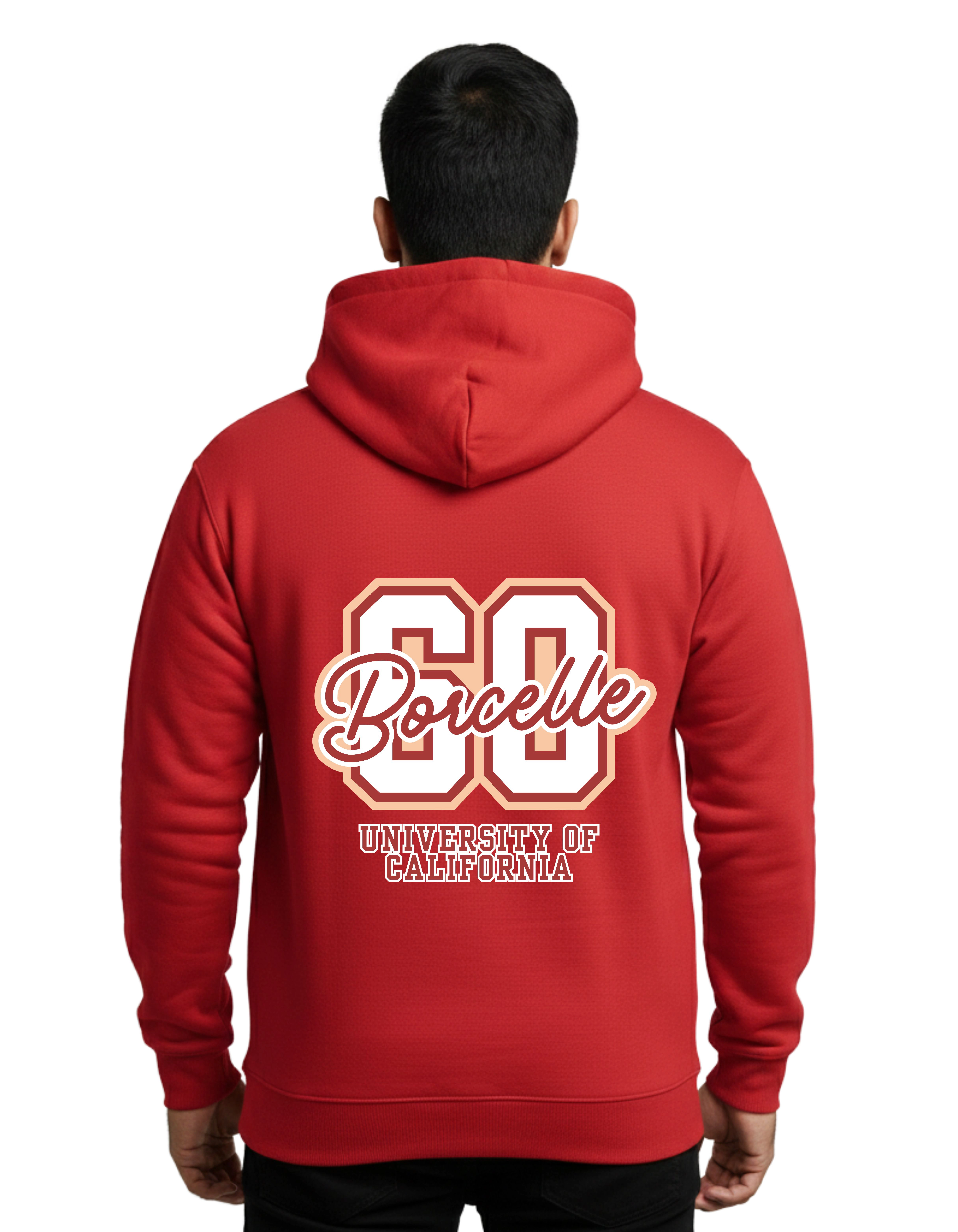 Borcelle University Graphic Cotton Hoodie Without Zipper 300 GSM Red