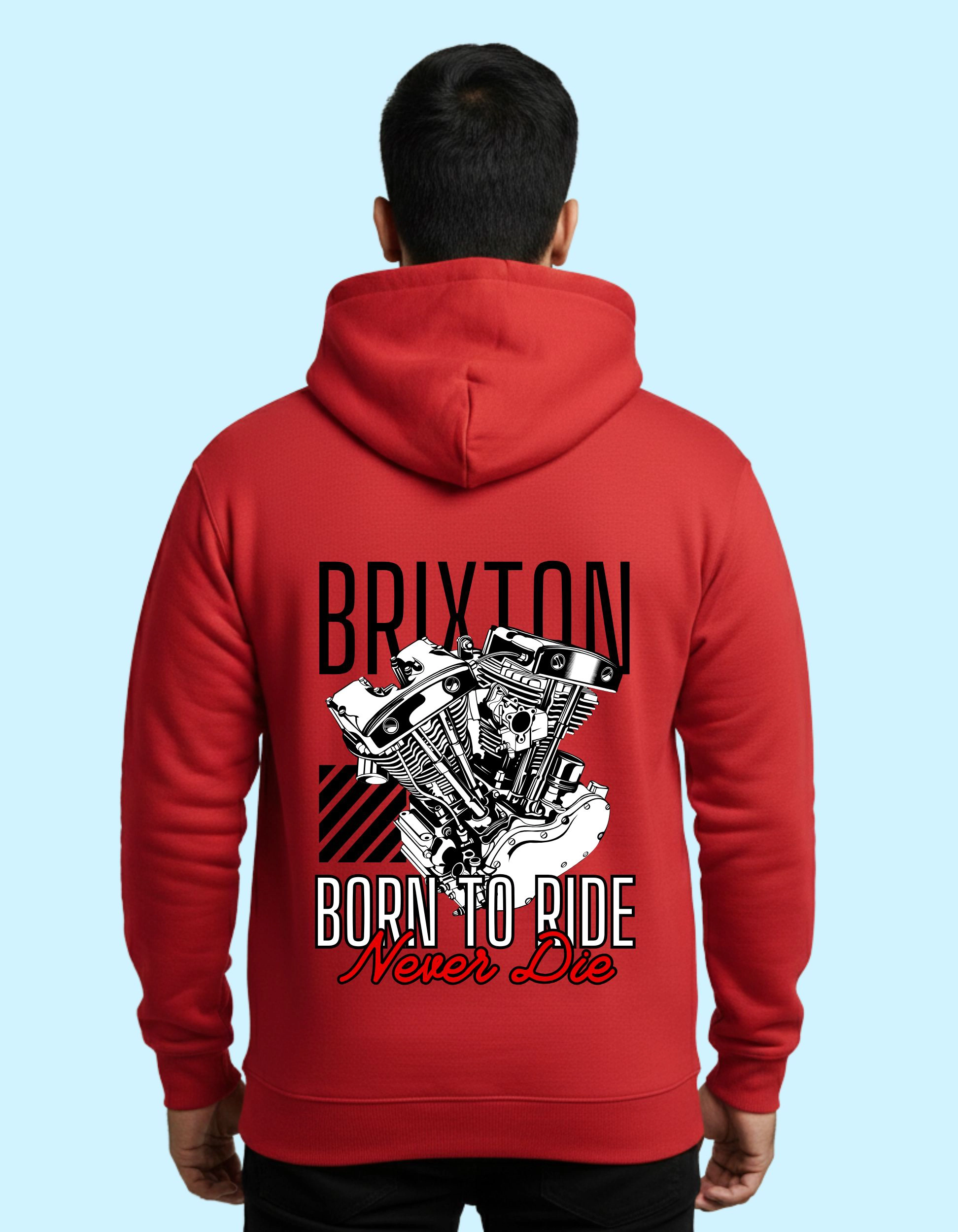 Born To Ride Graphic Cotton Hoodie 300 GSM Without ZipperRed