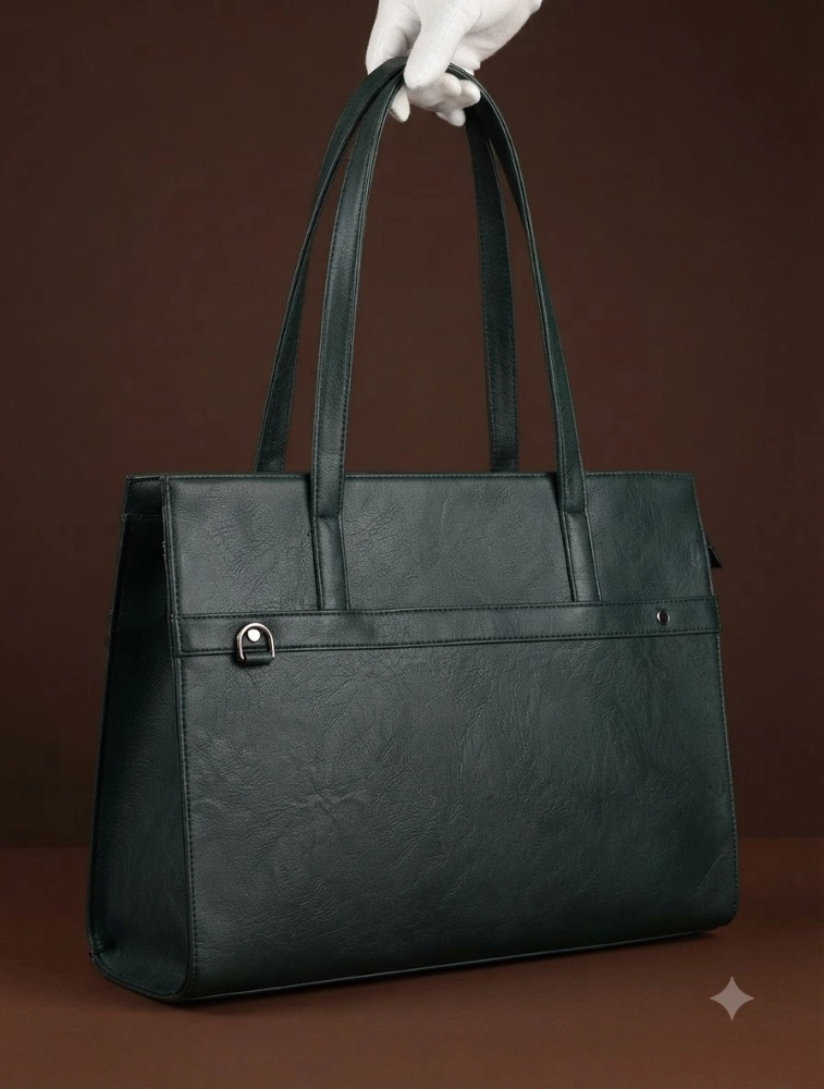 Bottle Green Urban Professional PU Tote Bag