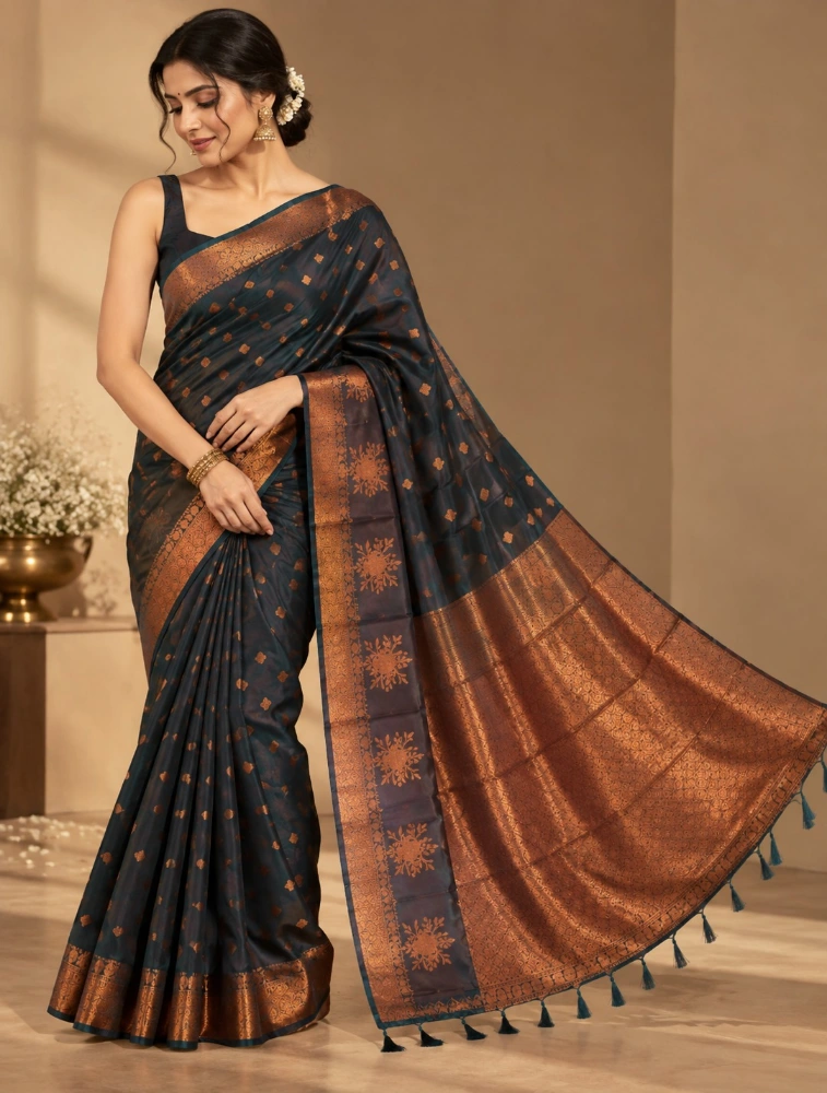 Bottle Green Womens Premium Soft Silk Saree