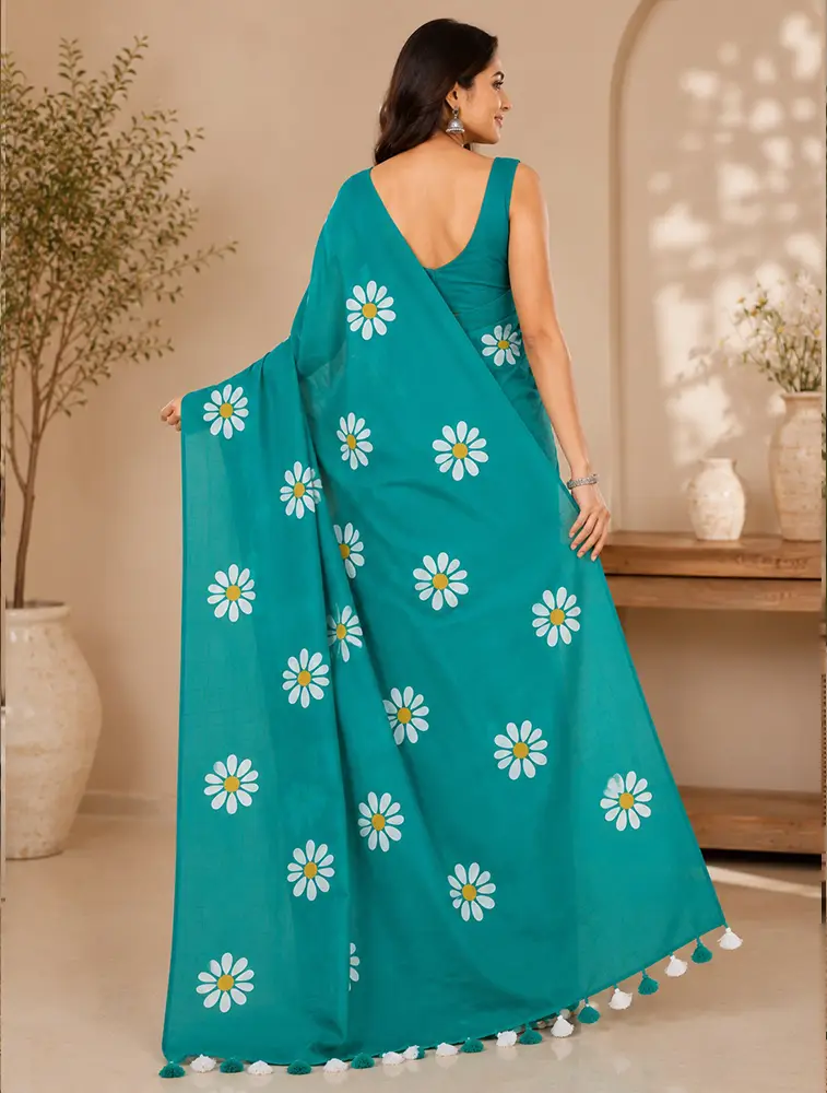 Bottle Green Womens Pure Linen Classic Sarees Collection — bulk from ₹2665
