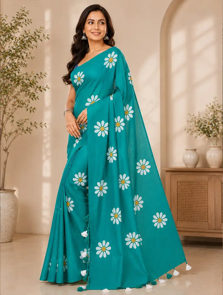 Bottle Green Womens Pure Linen Classic Sarees Collection — bulk from ₹2665