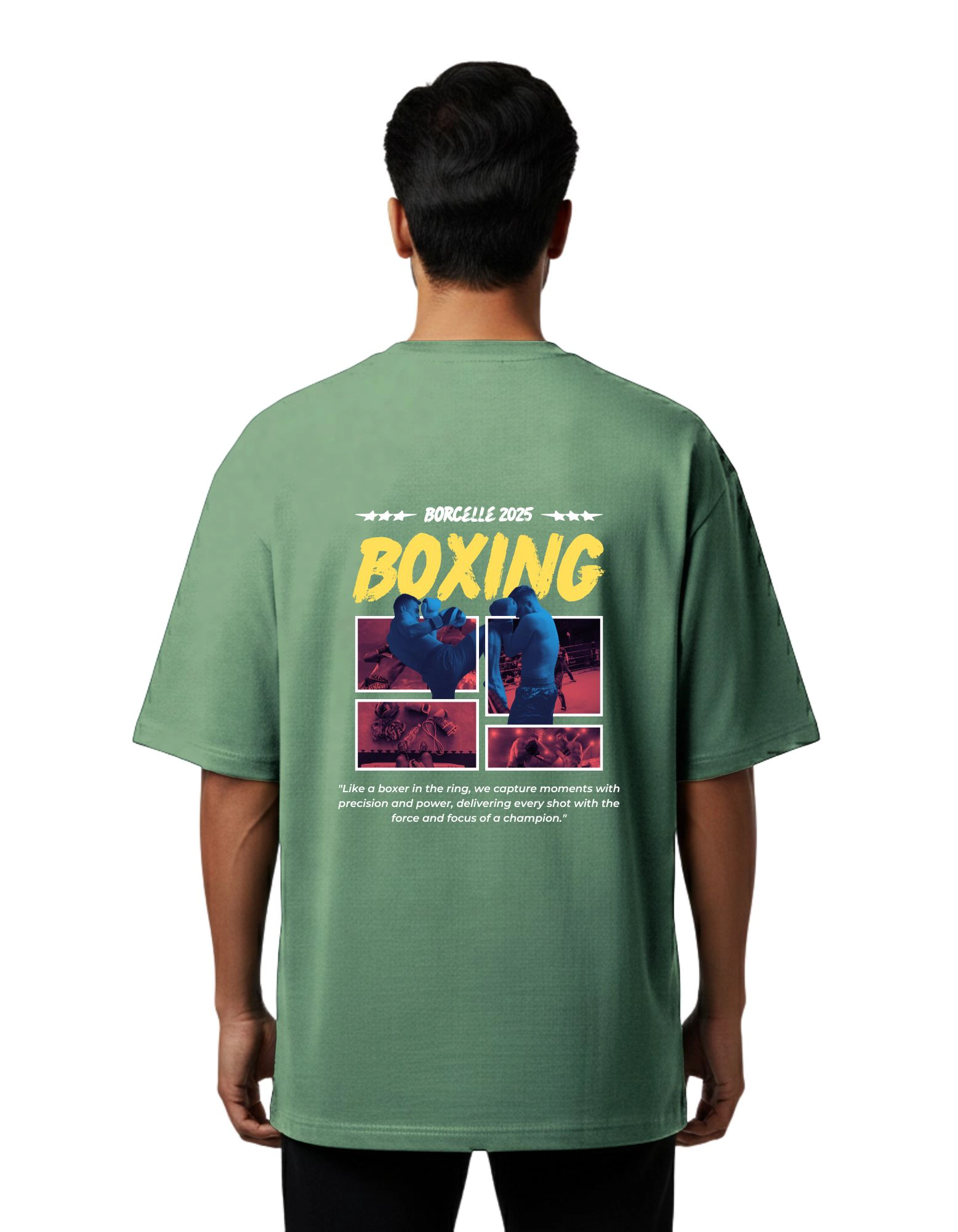 Boxing Oversized French Terry 240 GSM T-Shirt D Green