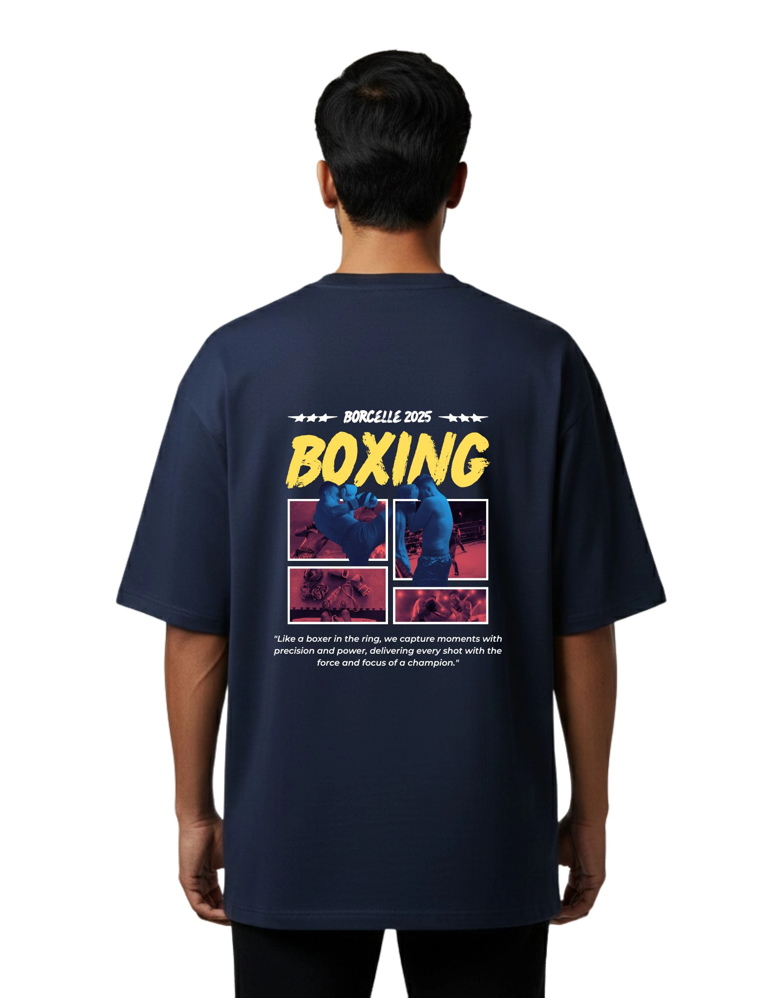 Boxing Oversized French Terry 240 GSM T-Shirt Navy Blue