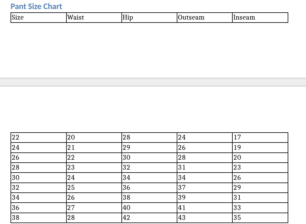 Size Chart