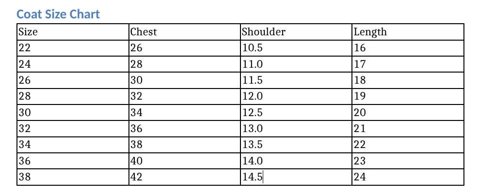 Size Chart