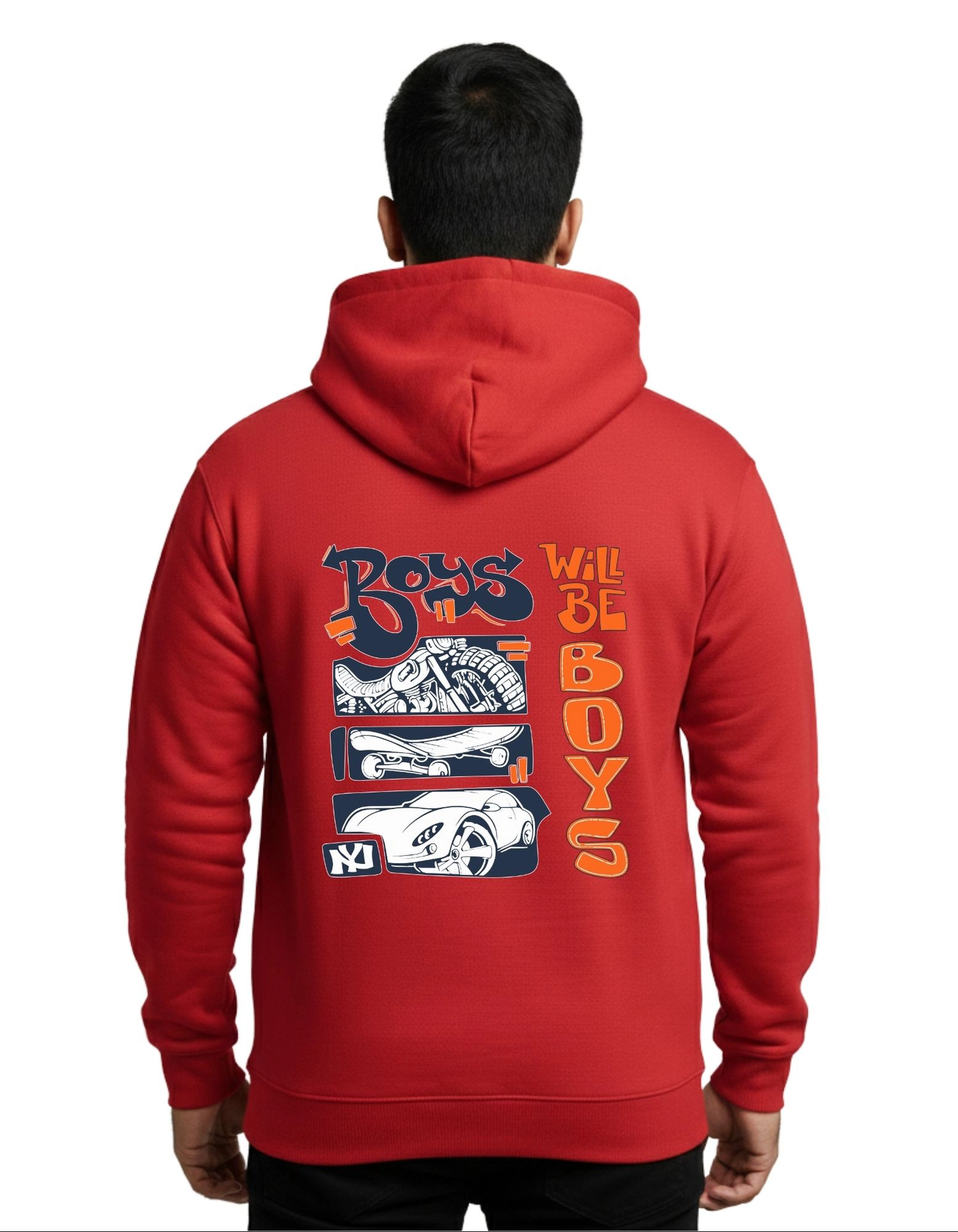 Boys Will Be Boys Cotton Hoodie Without Zipper 300 GSM Red