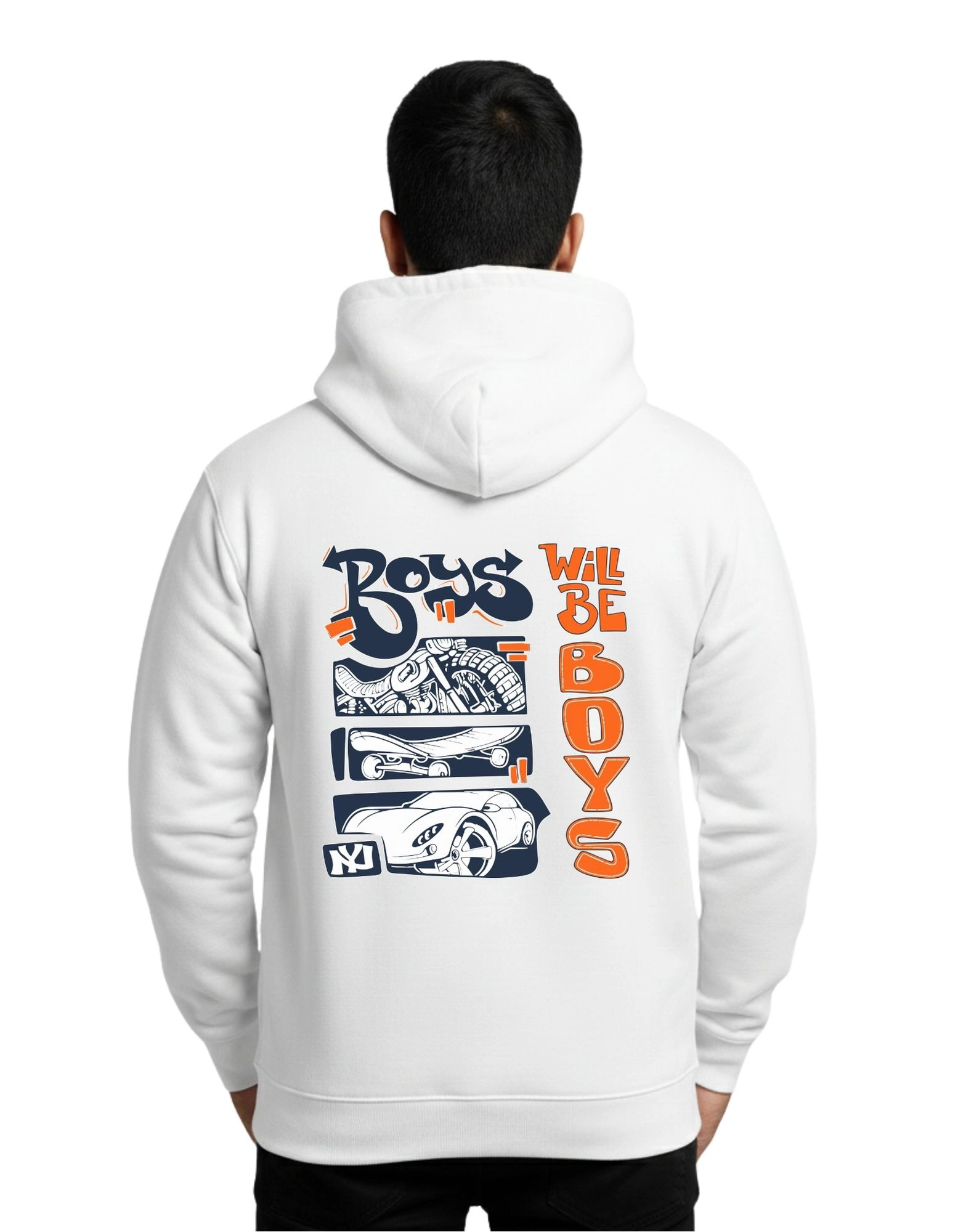 Boys Will Be Boys Cotton Hoodie Without Zipper 300 GSM White