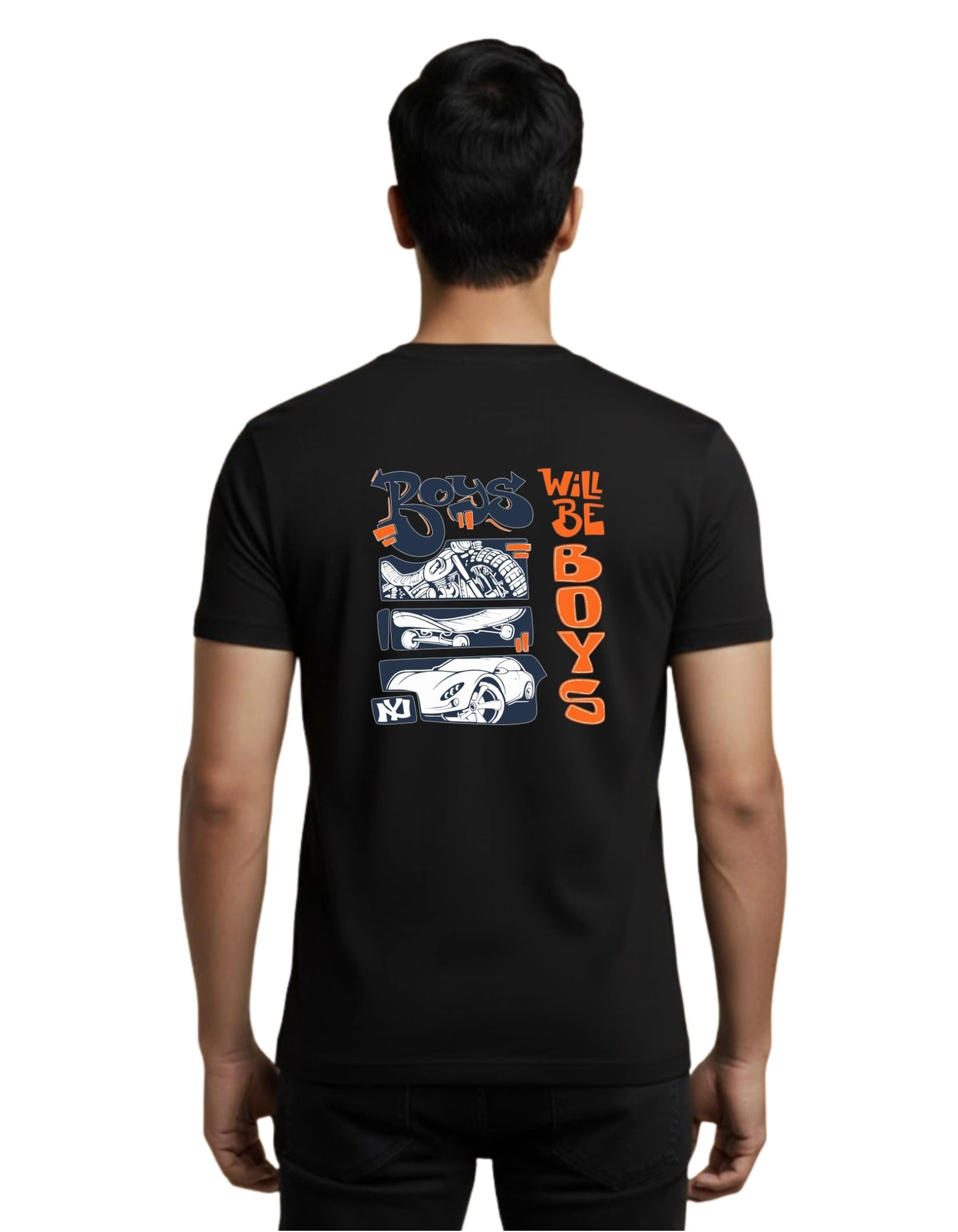 Boys Will Be Boys Cotton Round Neck T-Shirt 180 GSM Black