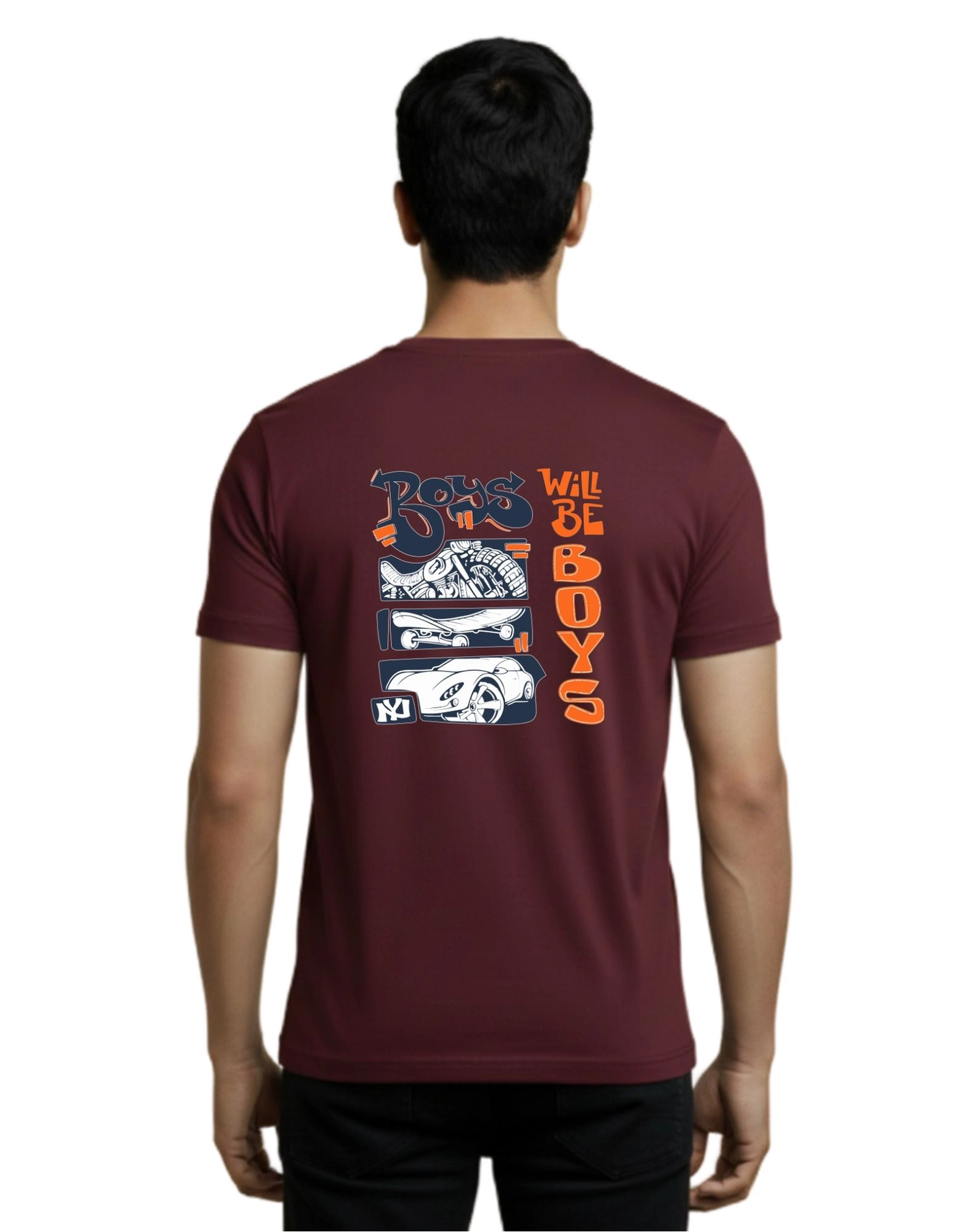 Boys Will Be Boys Cotton Round Neck T-Shirt 180 GSM Maroon