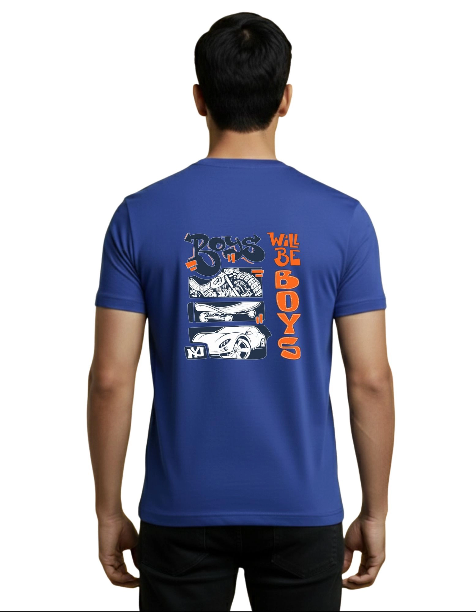 Boys Will Be Boys Cotton Round Neck T-Shirt 180 GSM Royal Blue